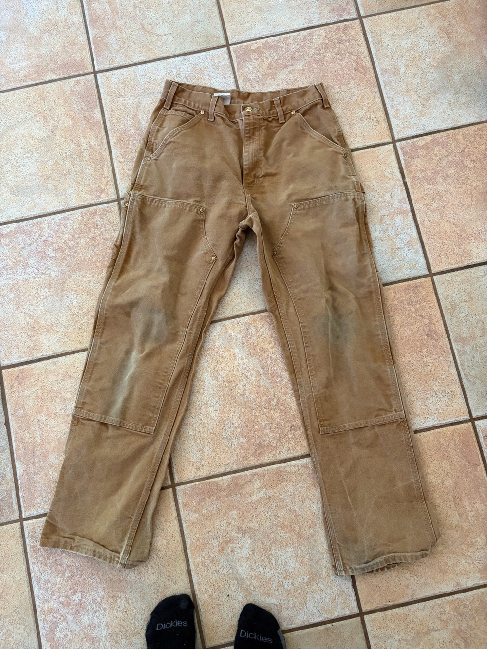 Carhartt Men's Tan Brown Canvas Cargo Work Pants